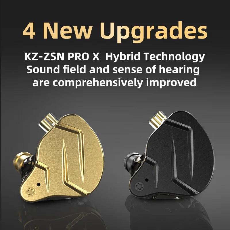 KZ ZSN Pro X Hybrid In-Ear Headphones - High-Fidelity Metal Earbuds with Noise Cancelling