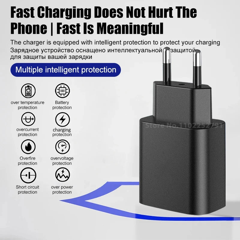 PD 45W Super Fast USB-C Charger for Samsung Galaxy Phones - 2M Cable & US/EU/CH/IL Plug Options