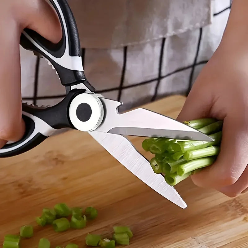 Heavy Duty Stainless Steel Kitchen Scissors - Multifunctional Food & Salad Cutter