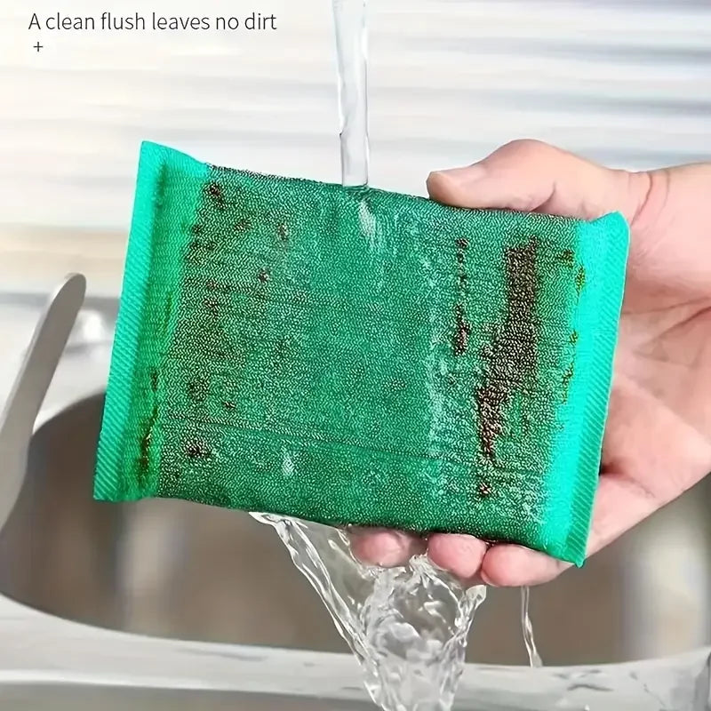 Steel Wire Sponge Wipe Non-Stick Oil Brush Cleaning Cloth Double Sided Kitchen Dishcloth