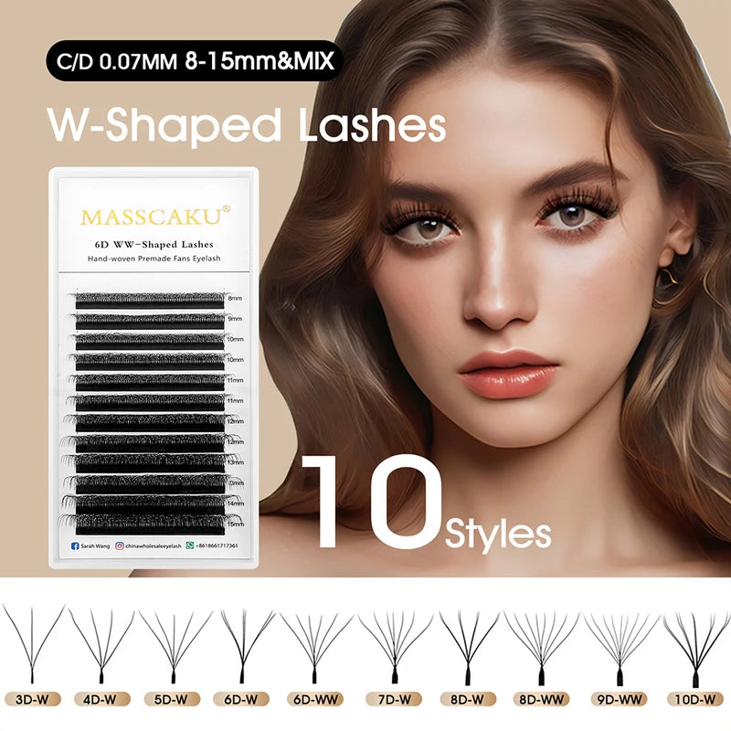 Eyelash Fans 6D-10D W Shaped Premade Volume Fans for Eyelash Extensions - Wispy Clover Lashes