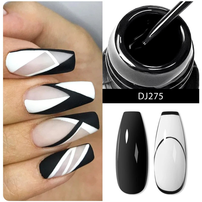 5ml Nail Art Gel Polish with Ultra-Fine Brush for French & Stripe Design