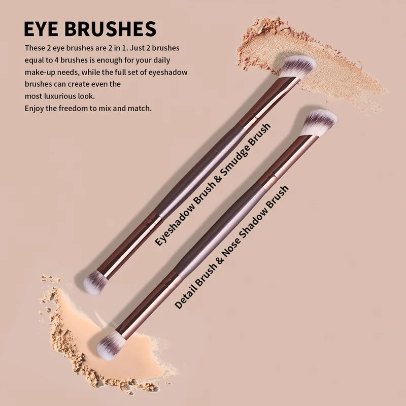 5-Piece Double-Ended Makeup Brush Set - Soft, Cruelty-Free, Vegan