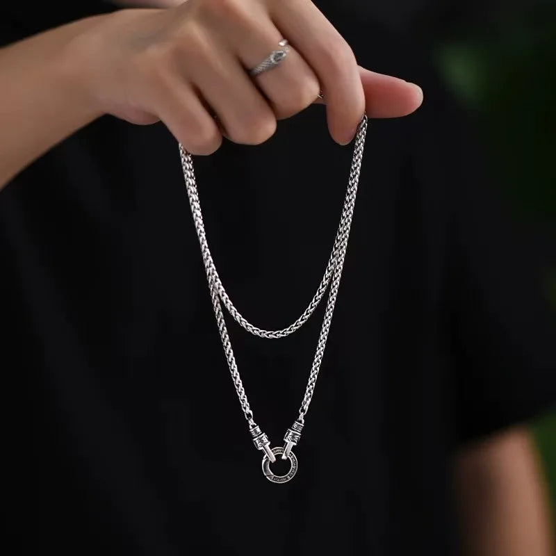 925 Sterling Silver Necklace Woven Chain for Men Women Fashion Clavicle Jewelry Gift