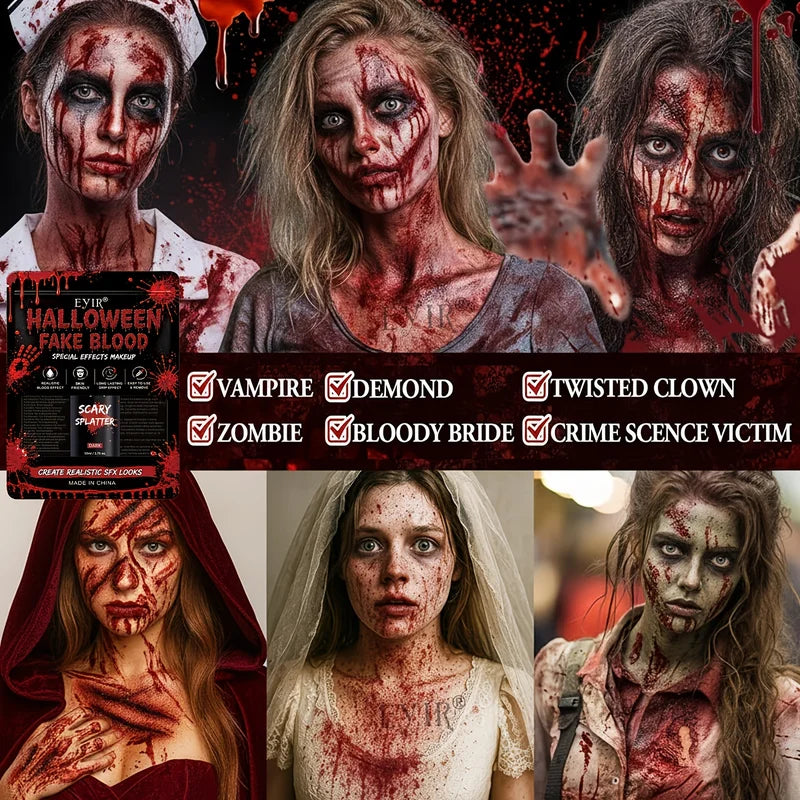 Halloween SFX Makeup Kit Set Including Fake Blood Latex & Sponges - 5 Pieces