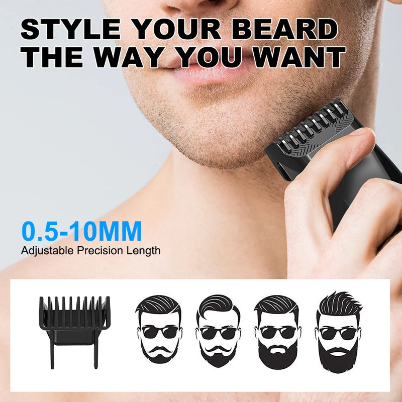 Men's Waterproof Beard Trimmer with Precision Dial, 20 Length Settings, Wet & Dry Clipper