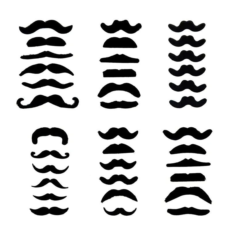 Fake Mustache and Beard Set - Assorted Styles Self-Adhesive Costume Accessories