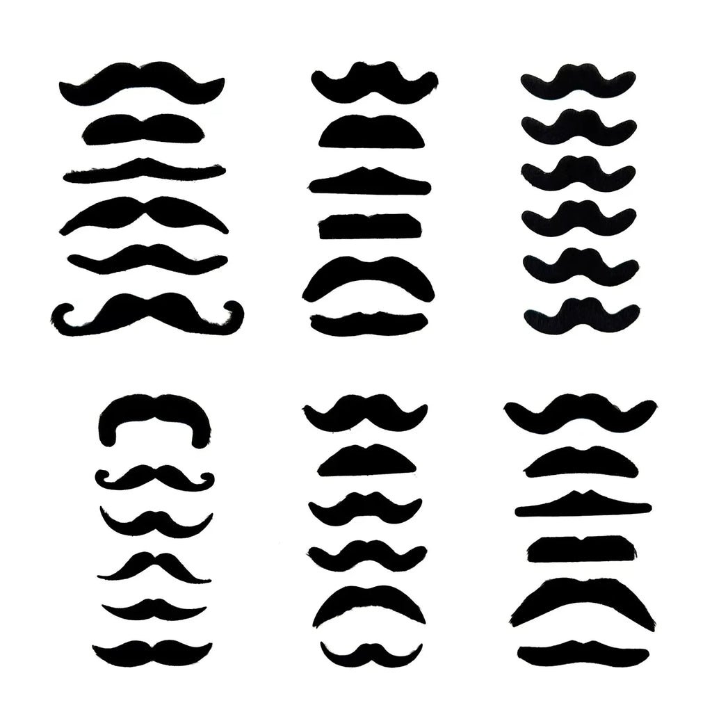 Fake Mustache and Beard Set - Assorted Styles Self-Adhesive Costume Accessories