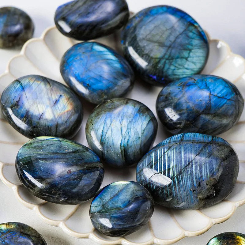 Labradorite & Blue Moonstone Crystal Mineral Specimen for Home Decor - Natural Stones