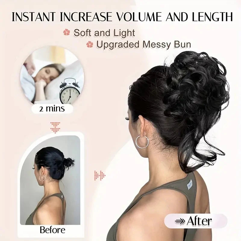 Elastic Rubber Hair Bun Band for Messy Curly Styles - Daily Use