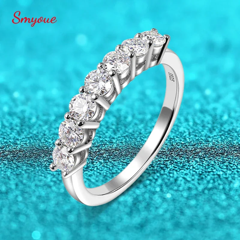 Moissanite Engagement Ring 0.7CT 3mm Silver Wedding Band for Women