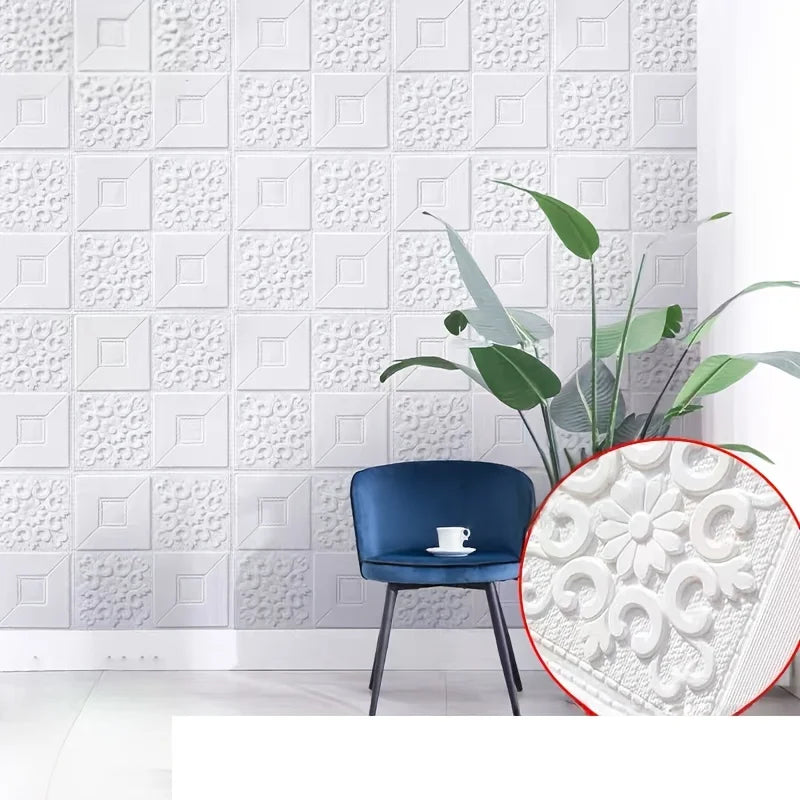40pcs Self-Adhesive Foam Wallpaper 35cm x 35cm Waterproof & Stain-Resistant