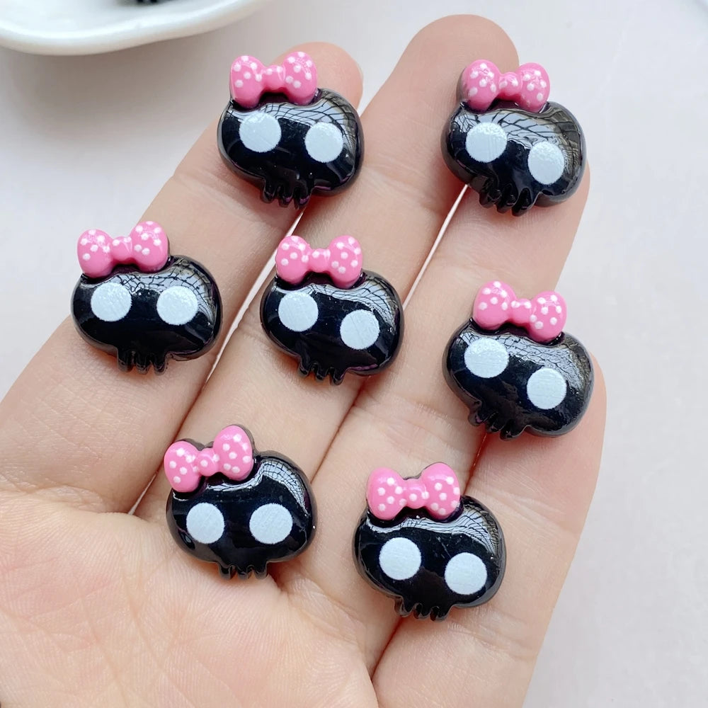 10Pcs Cute Resin Skull Flat Back Craft Embellishments for Scrapbooking Jewelry DIY