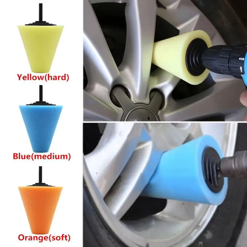 Car Wheel Polishing Sponge Set for Electric Drill Buffing Cone Buffing Ball