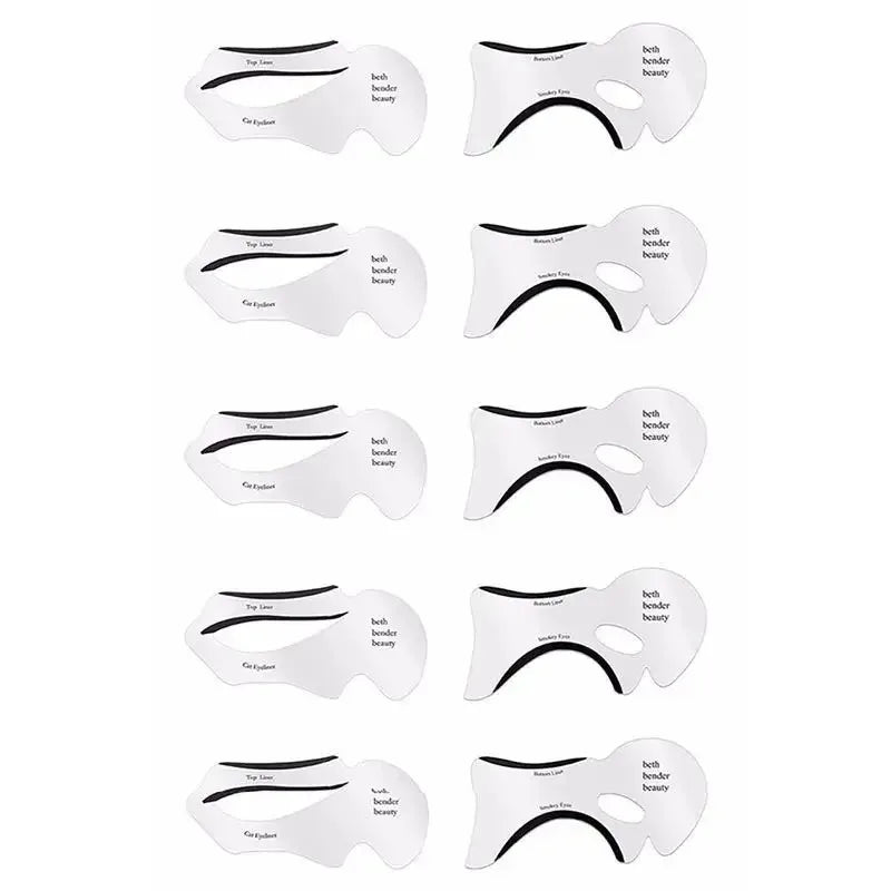 Reusable Eye Makeup Stencil Set for Winged Eyeliner and Eyeshadow - 10 Pieces