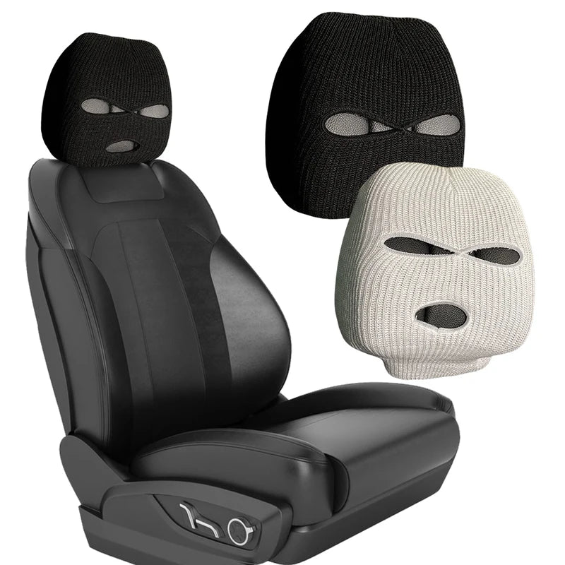 Universal Car Seat Headrest Cover Halloween Funny Masked Design - Multiple Colors