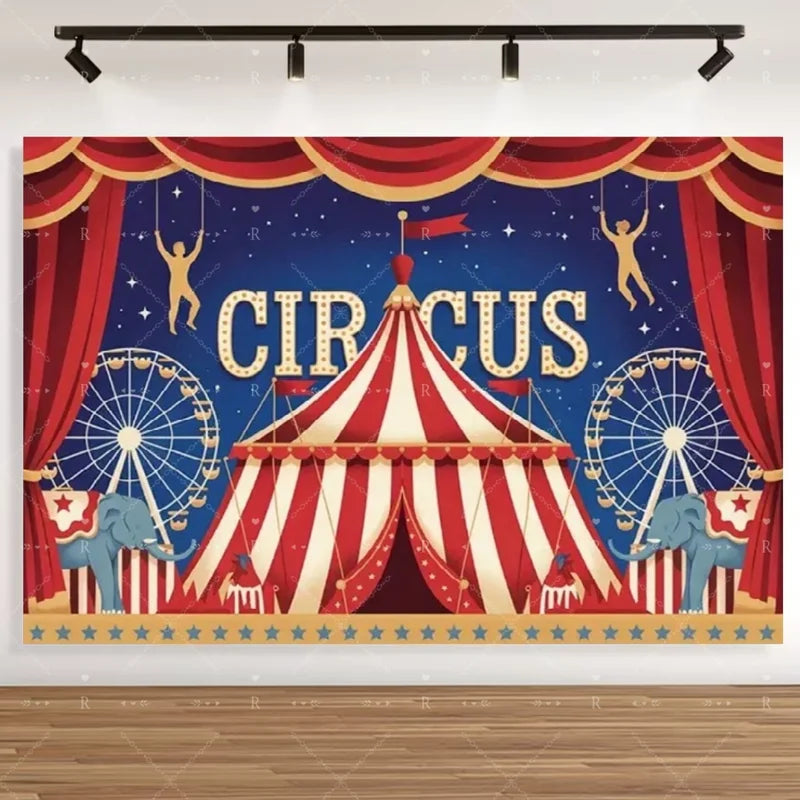 Circus Tent Backdrop for Party & Photography Carnival Night Theme Decoration