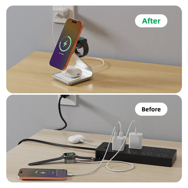 3-in-1 Wireless Charging Station for iPhone, Apple Watch & AirPods 30W