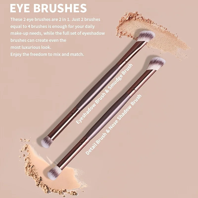 Dual-Ended Makeup Brush Set - 6 Pcs Foundation Concealer Contour Brushes for Beginners