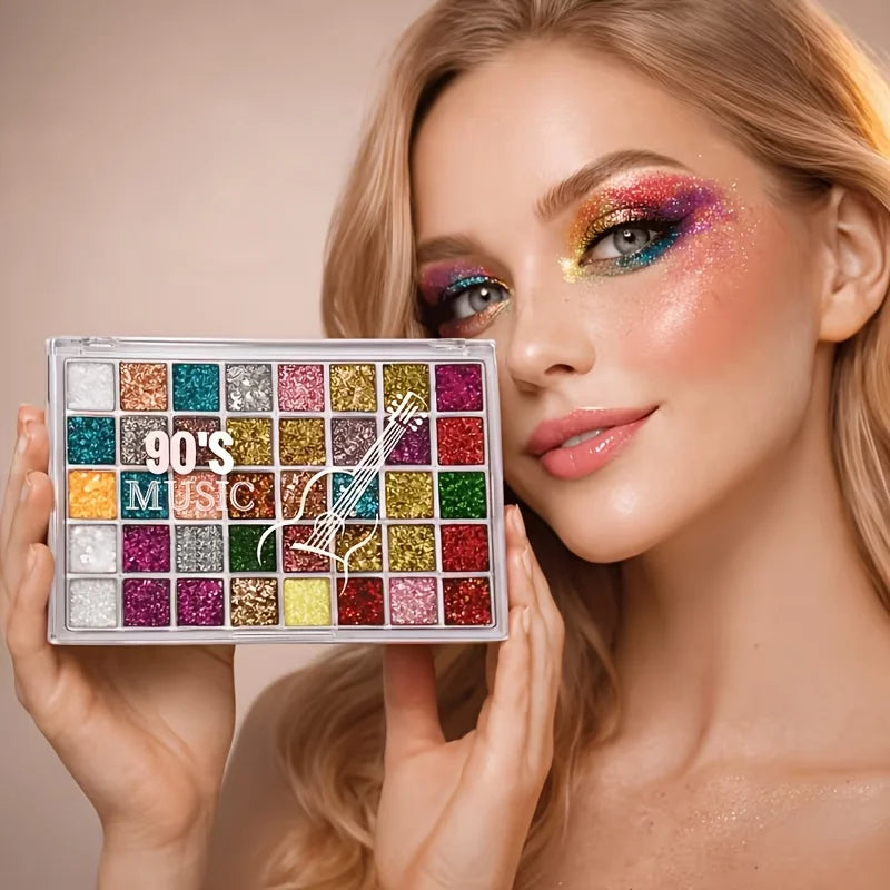40-Color Eye Shadow Palette with Glitter & Matte Shades - Water-Resistant & Sparkling Makeup