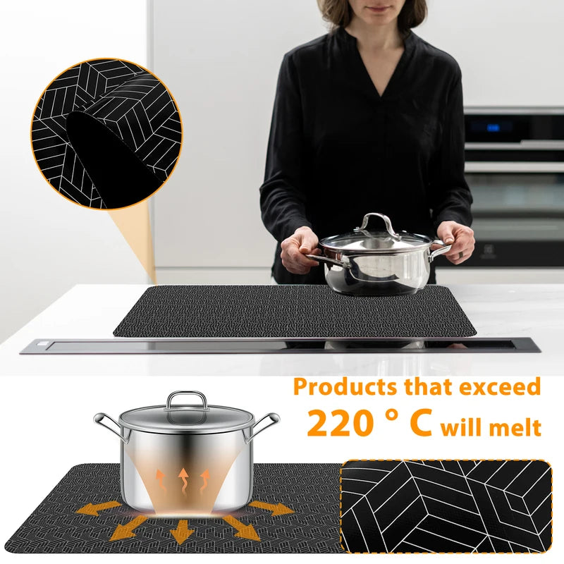 Induction Cooktop Protector Mat Silicone Anti-Scratch Non-Slip Kitchen Cover - 20.5x30.8 inches