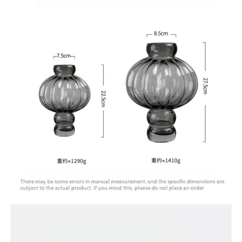 Glass Lantern-Shaped Vase for Flowers Home Decor Indoor Living Room Ornaments