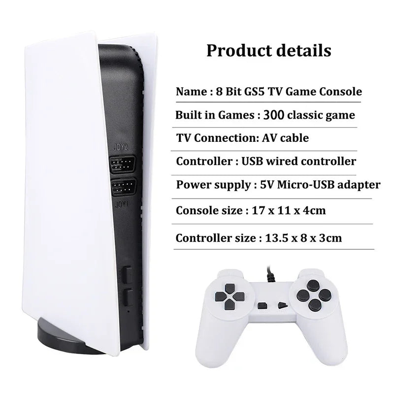 Retro Handheld TV Game Console with 300 Classic Games & Dual Controllers