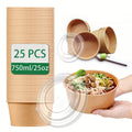 Disposable Paper Bowl Set with Lids - 25Oz Food Containers for Soup Salad Meal Prep
