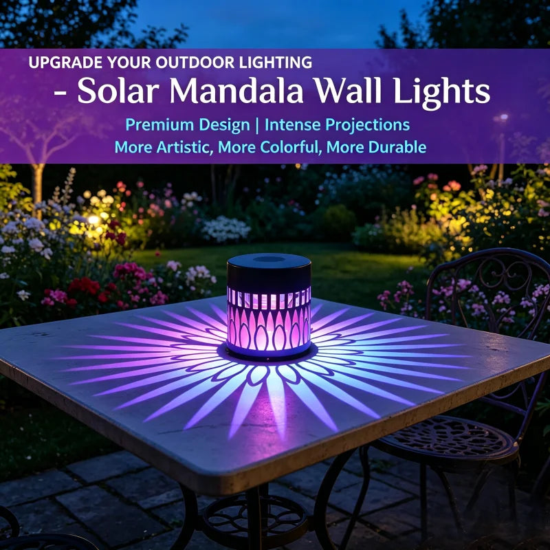 Solar Projection Wall Light Outdoor Garden Shadow Decor Waterproof Metal Sconce