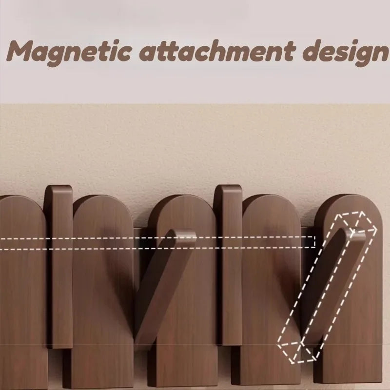 Wall-Mounted Wooden Clothes Hanger Rack Space Saving Coat Hooks Entryway Organizer