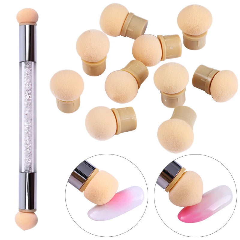 Nail Art Dotting Brush Set with Reusable Sponge Heads for Manicure & Gel Polish