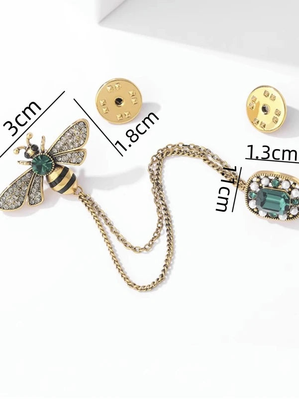 Women’s Bee Crystal Tassel Brooch - Elegant Insect Design, Versatile Jewelry