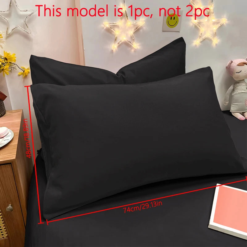 Matte Solid Color Pillowcase - Soft Bedding Cover for Bedroom, Sealed Pocket Design