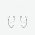 Cute Cat Stud Earrings for Women Girls Silver Color Hypoallergenic Jewelry