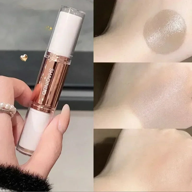 Face Contouring Stick with Highlighter and Bronzer Dual-Ended Makeup Pencil - Long-Lasting 4g x 2