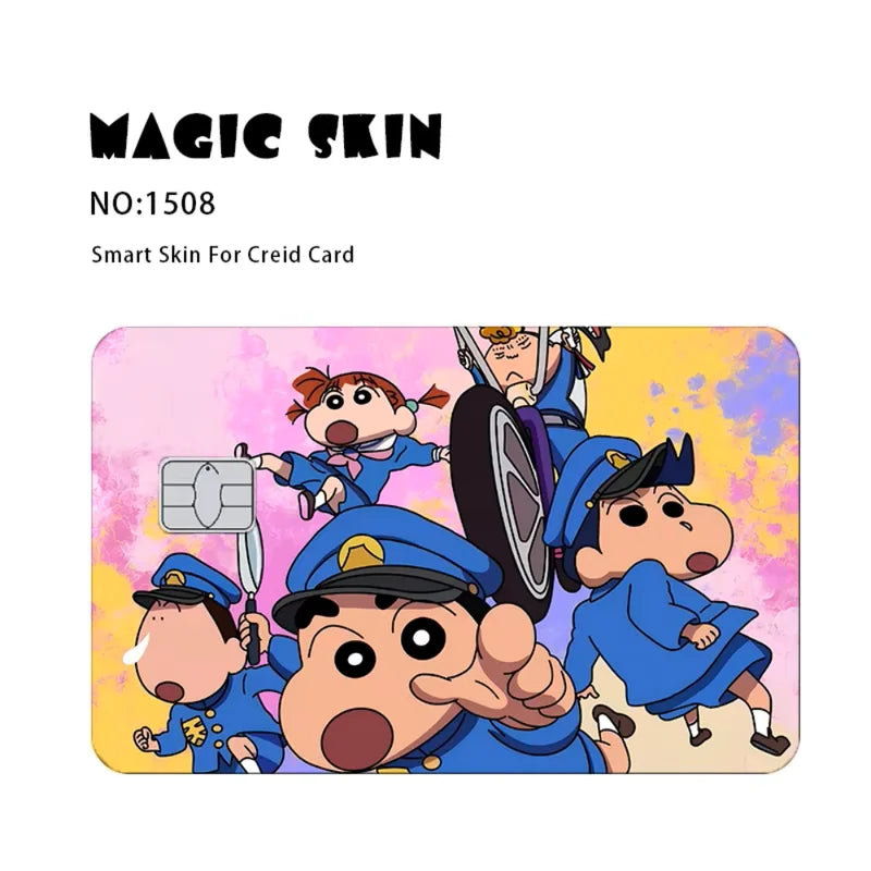 Kawaii Crayon Shin-Chan PVC Card Skin Tape Waterproof Scratch-Resistant Stickers