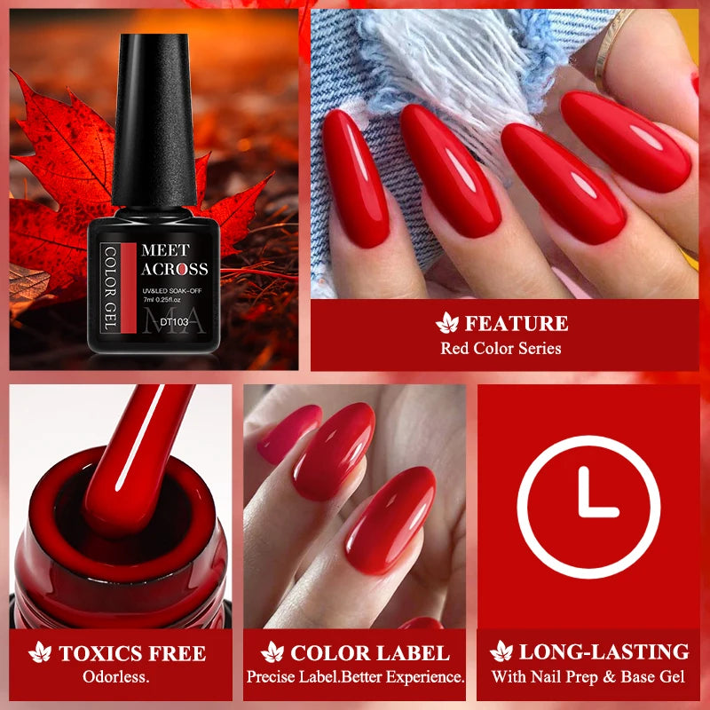 7ml Long-Lasting Gel Nail Polish Set for Manicure & Nail Art - French Style