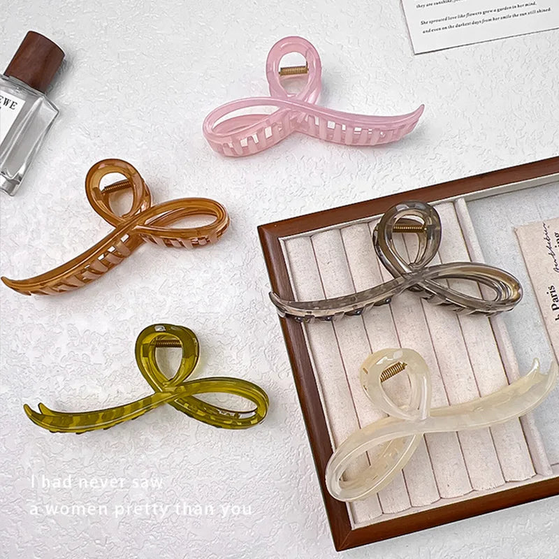 Elegant Jelly Color Bow Hair Claw for Women Girls Hair Accessories
