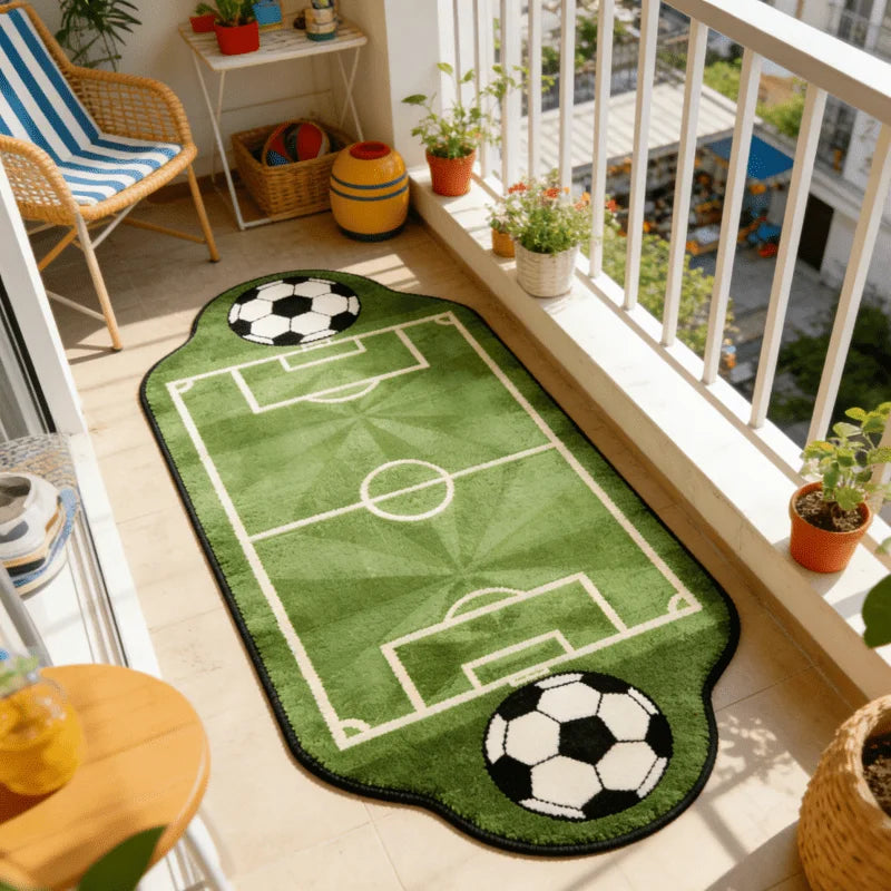 Alien Football Field Rug Non-Slip Indoor Floor Mat for Living Room & Balcony