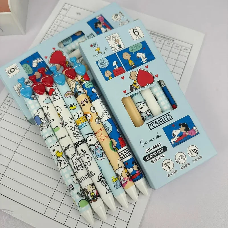 Gel Pen Set 6 Pcs Black Ink Quick Dry Signature Pens Stationery for Office & Back to School