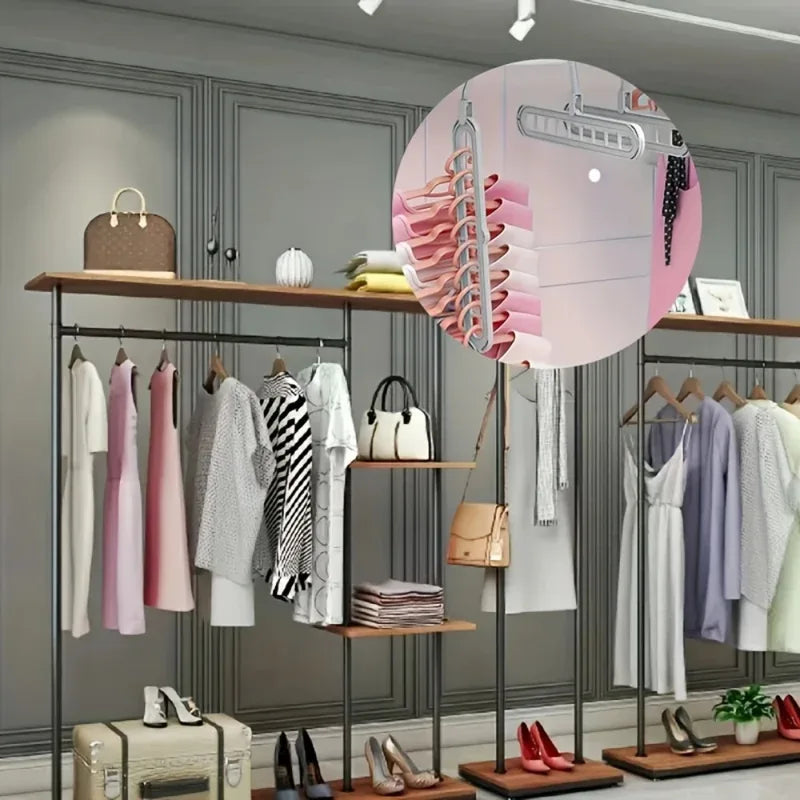 Foldable Clothes Hanger Set - Space-Saving Wardrobe Organizer with Multi-Functional Hooks