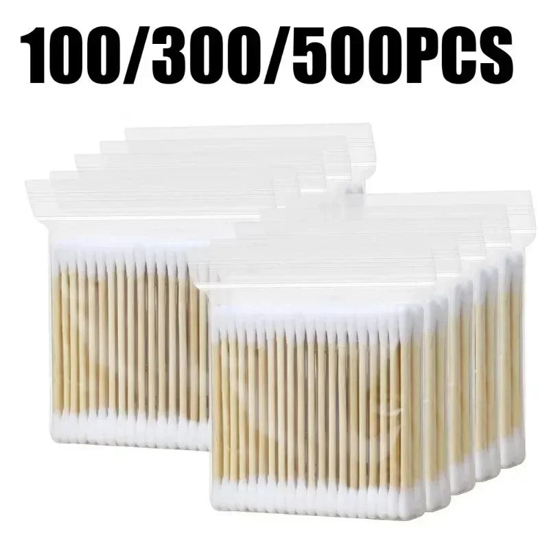 Bamboo Cotton Swabs Ear & Makeup Cleaning Tools 100/300/500PCS