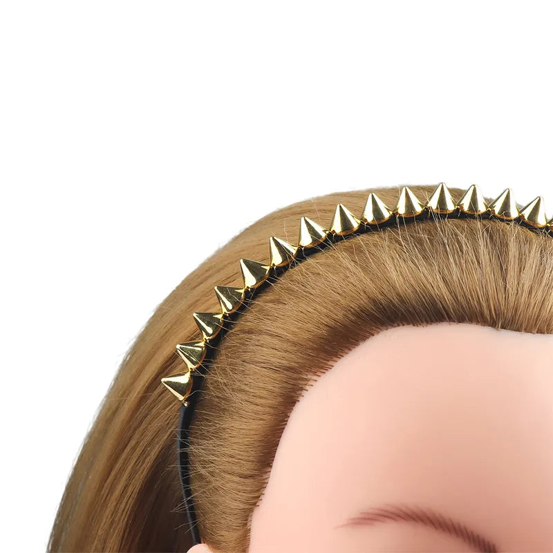 Fashion Punk Metal Headband with Spike Rivets for Women Men Party Accessory