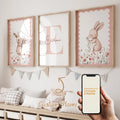 Personalized Cartoon Rabbit Wall Art Canvas Poster for Kids Room Decor