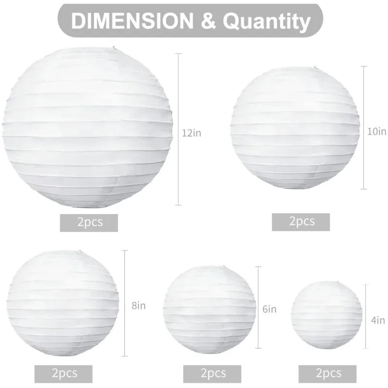 Decorative Paper Lanterns - Chinese Round Hanging Lamps for Weddings Parties Christmas