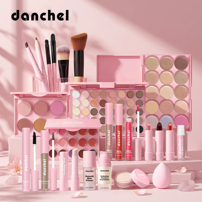 All-in-One Makeup Set with Concealer, Eyeshadow, Blush & Eyebrow Pencil - Full Face Kit