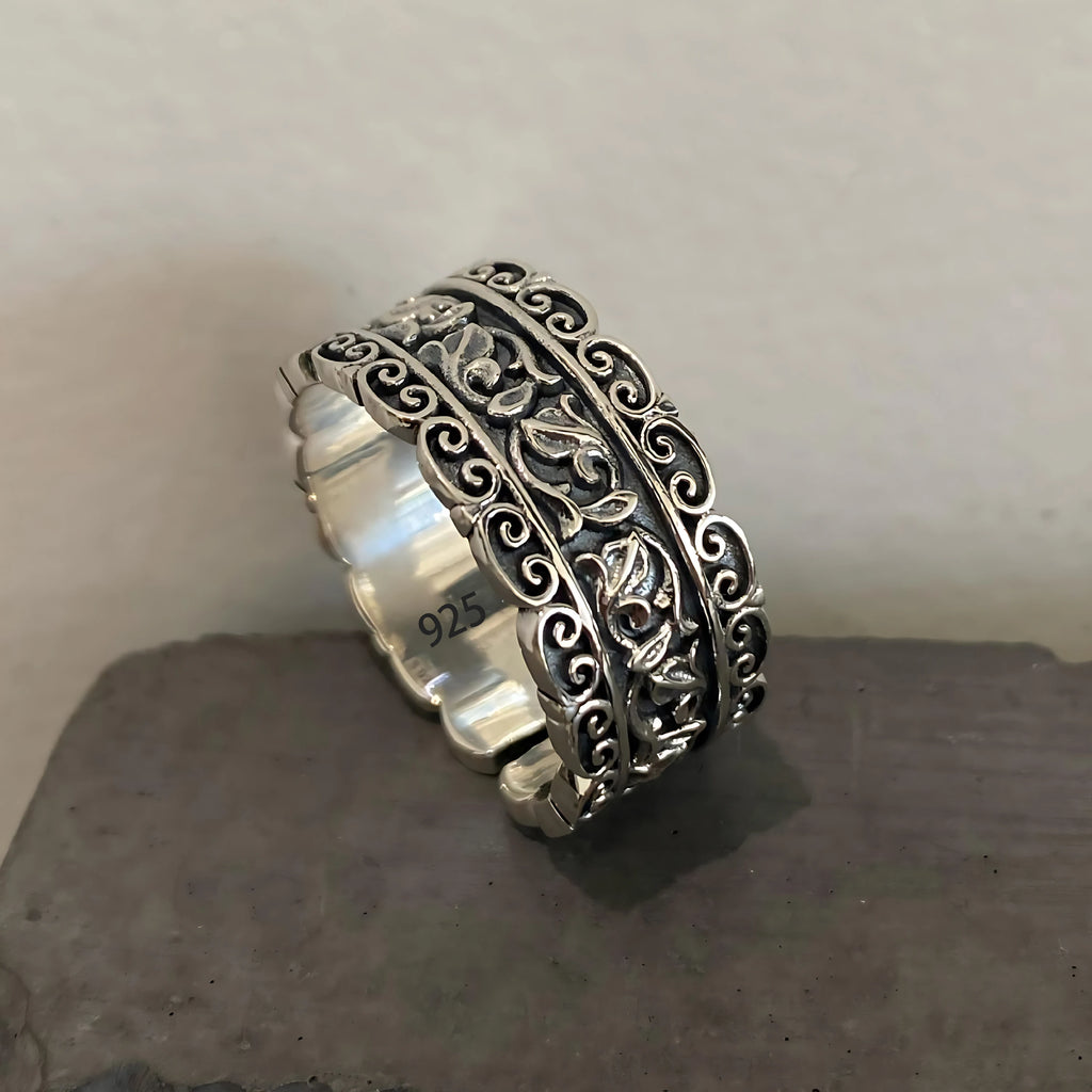 Sterling Silver Mask Ring for Women - Vintage Punk Jewelry Gift