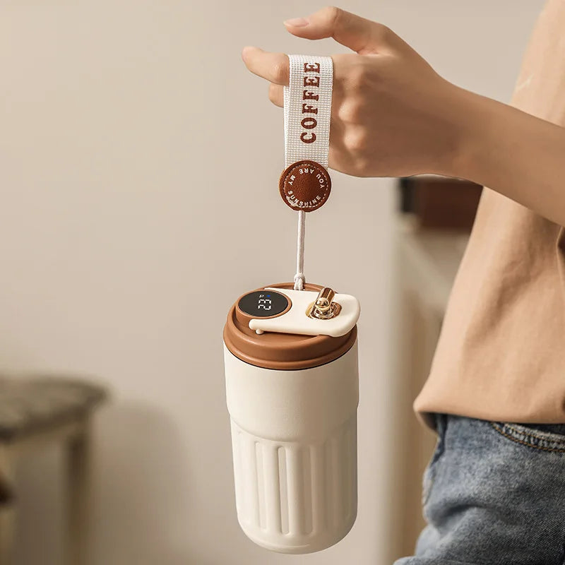 450ml Smart Display Temperature Stainless Steel Vacuum Mug - Office & Travel Thermal Bottle