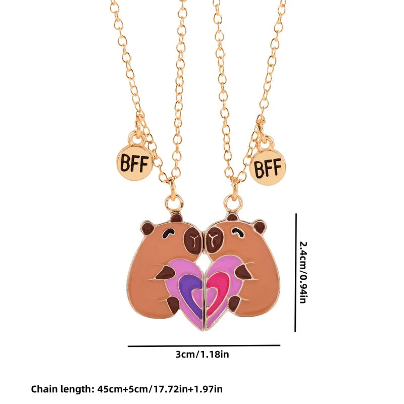 Cute Heart-Shaped Friendship Necklace Set for Girls - Best Friend Gift, Multiple Metal Colors