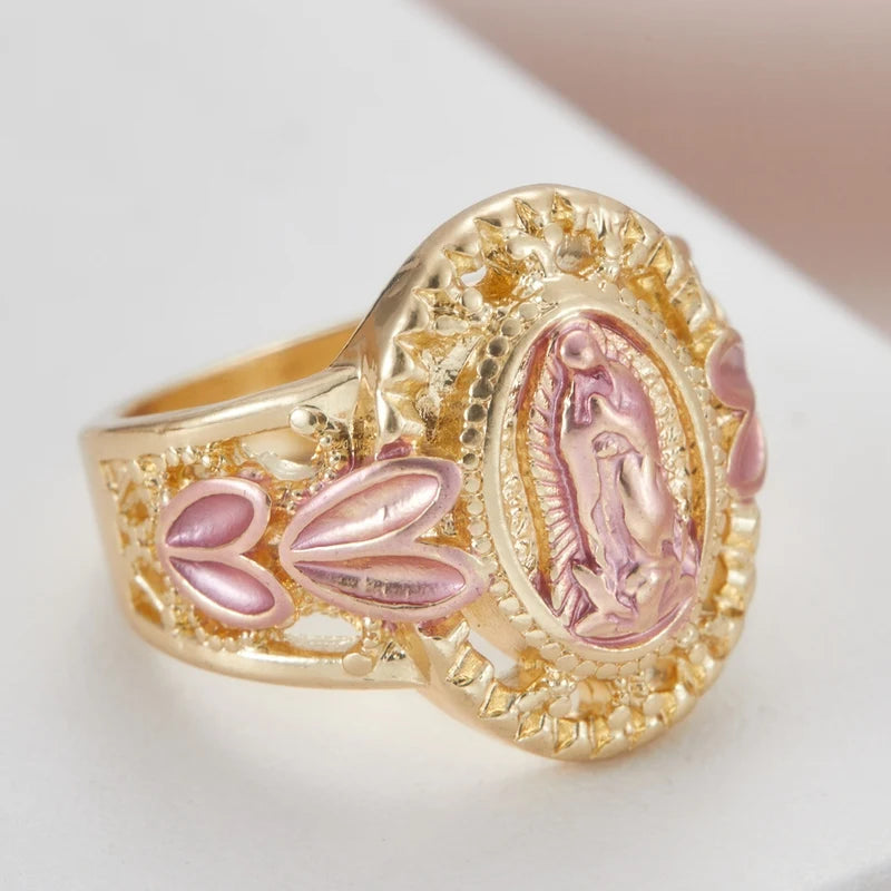 Religious Virgin Mary Ring for Women Cubic Zirconia Daily Wear Jewelry